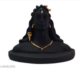 Black Adiyogi Shiva Idol Murti, resin, 9cm x 3.5cm x 2cm. Ideal for home office decor, car dashboard, and puja mandir. Perfect gift for all occasions. Made in India