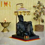 Black poly resin Chhatrapati Shivaji Maharaj statue, Indian God Idol for home decor or office decor, ideal as a gift or living room showpiece