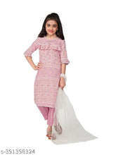 Baby pink cotton kurta with net dupatta set for girls, traditional embroidered design, Indian fashion for functions, festivals, parties, events, birthdays, Ramzan, Diwali, Holi, wedding