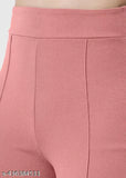 Cotton blend high-waisted bell-bottom pants combo, solid color with side split hem, suitable for girls & women, India origin