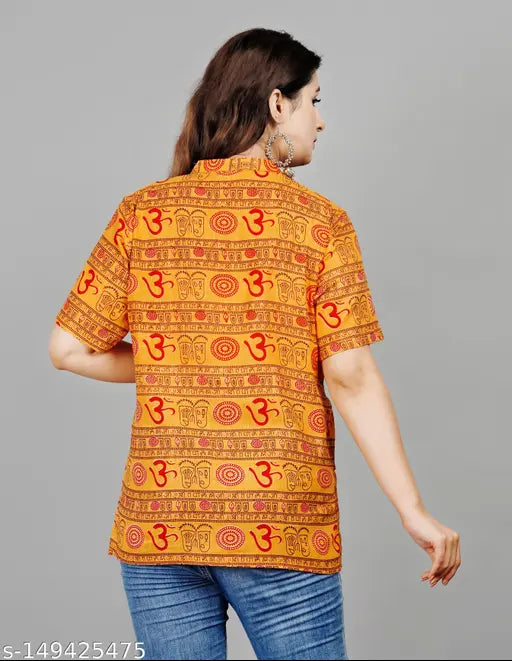 Cotton printed tops for women, short sleeves, vibrant pattern, available in S-XXXL sizes