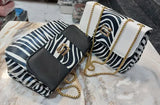 Synthetic black-and-white animal print sling bags (2pc), trendy women's & girls' accessory with 2 compartments