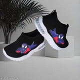 Spid black and white Light burning shoes FOAM SOLE PVC for toddlers (0990), printed design, slip-on net, sizes: 2-4.5 yrs