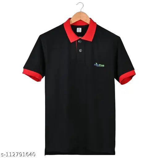 Solid cotton polo T-shirt by Plutoprom, short sleeves, men's and boys' apparel made in India