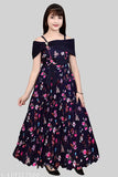 Cotton blend printed net frocks & gown dresses for kids aged 4-12 years, featuring short sleeves