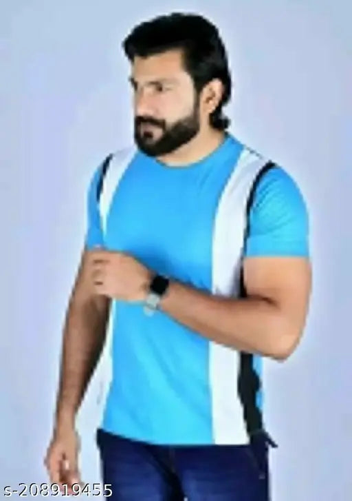 Striped cotton blend t-shirt for men, casual full sleeve with short sleeves, made in India