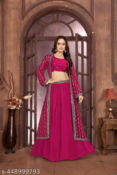 Havy Fox Gorgette Kurta Set with stitched embroidery blouse, three-quarter sleeve Indian ethnic wear set for women in multiple sizes