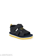 Genuine leather navy blue kids sandals with velcro closure, perfect for casual outfits and ethnic wear