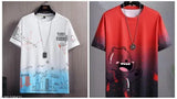 Printed polyester short-sleeve Saplmition t-shirt, available in sizes S to XL. Made in India
