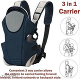 Adjustable 6-15 months lightweight polyester baby carrier, comfortable for inwards, outwards, and back positions, breathable and cushioned for baby's neck and hip support