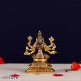 Brass 8-handed Varahi Amman statue, Lord Vishnu's Varaga Avatar idol, Indian handcrafted religious artifact, 8cm tall