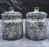 Grey ceramic pickle jar set (Pack of 2) - Durable kitchen storage decor with lids for long-lasting use