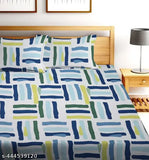 Superfine cotton geometric double bedsheet with 2 pillow covers, 180 thread count, ideal for summer, made in India