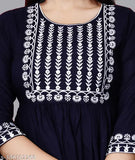 Rayon embroidered Anarkali kurta for casual or wedding parties, three-quarter sleeves, S-XXXL sizes available from India