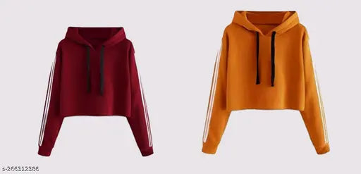 Cotton blend cropped sweatshirt for women, solid color, pack of 2, Indian origin