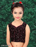 Stylish poly silk striped net girls ethnic gown, new baby saree for wedding, party, festival wear in various sizes from 3-4 years to 13-14 years. Indian origin