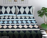 Elastic cotton double bedsheet with 2 pillow covers, premium geometric prints, ideal for summer, fits up to mattress