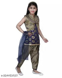 Printed 8-9 years girls Patiala suit, vibrant colors - Indian kids ethnic wear