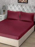 Blue, white, grey maroon AKIN 220 TC Glace Cotton striped double bed sheet with 8 pillow covers, ideal for home, hotels, guest house