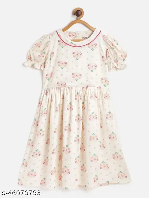 Rayon printed net short sleeve dress for girls (7-8yrs, 8-9yrs, 10-11yrs, 12-13yrs, 14-15yrs), soft premium quality from Mustmom, India