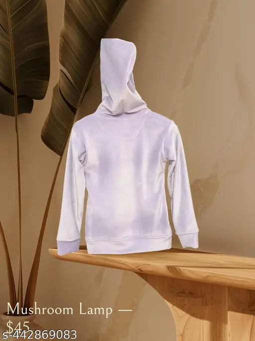 Lavender wool kids hoddie with long sleeves and embroidered net pattern, size 4-5 years (India)