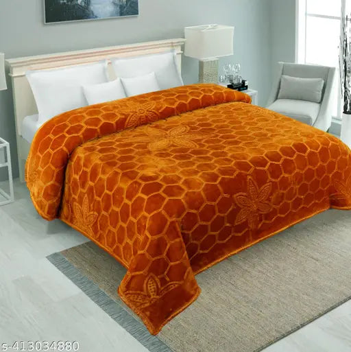 GKM floral double mink polyester blanket for heavy winter, 90x86 inches, microfiber design