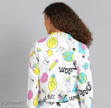 Denim printed net funky jacket for women, stylish and ravishing design, size S (bust 34in, length 17in), made in India