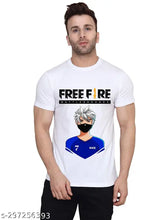 Polyester printed t-shirt with Freefire design, short sleeves for men and boys, India origin