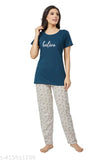 Printed cotton night suit for women, loose-fitting and shaping, ideal for leggings and jeans, country of origin: India