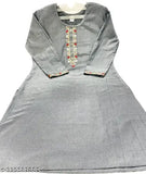 New wool embroidered kurti, three-quarter sleeves, solid combo, stitched. Woolen kurti on display for women, India origin
