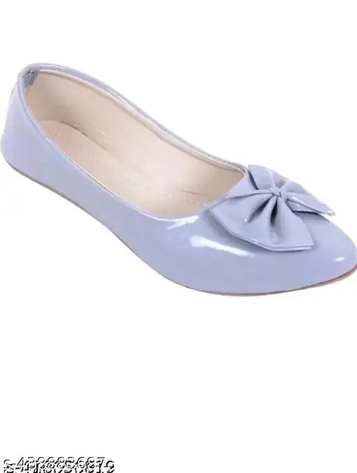 Patent leather women's solid ballerina shoes in butterfly pattern, slip-on style - India origin