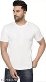 Polyester round neck casual t-shirt for men in various sizes, solid color design - Indian brand