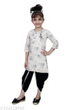 Cream checked Patiala suit for girls, Hariyal Creation kids partywear. Indian ethnic style, cotton silk material, knee-length anarkali top and patiala bottom with short sleeves. Available in sizes 3-4 Years, 4-5 Years, 5-6 Years, 6-7 Years, 7-8 Years, and 8-9 Years. Origin: India
