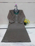 Acrylic wool striped self-design kurti, three-quarter sleeves, Indian women's fashion