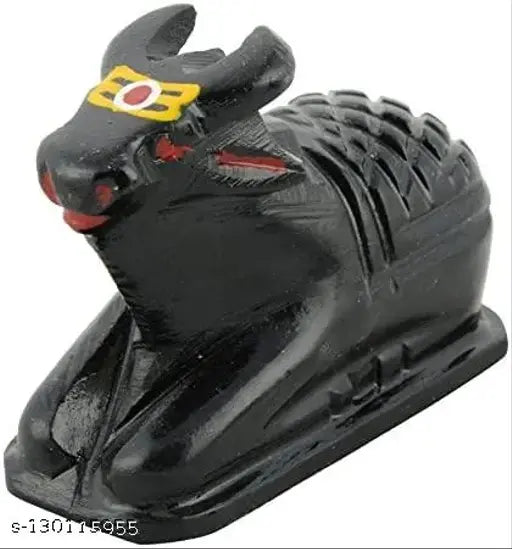 Black poly resin Nandi idol for home temple, small size (4 inches)