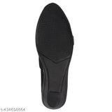 Synthetic leather & Lycra women's heel bellies slip-on ballerina shoes. Comfortable, cushioned, stylish footwear for office or casual wear. Soft sole, buckle fastening, striped pattern." (103 characters)