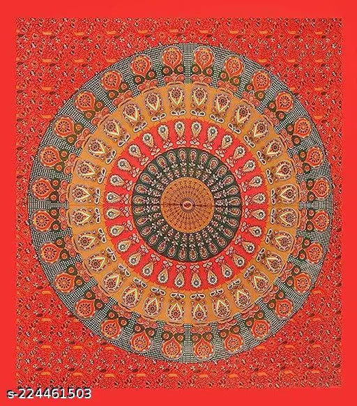 Jaipur cotton double bedsheet, Rajasthani print, 2 pillow covers, perfect for mild winter