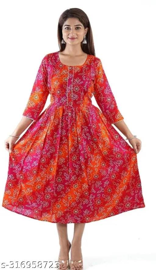 Rayon maternity kurta combo pack of 2, printed three-quarter sleeves, Indian traditional clothing for expectant mothers