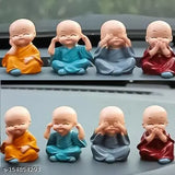 Handcrafted, Indian baby monk Buddha figurines set of 4 for car dashboard or home decor