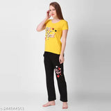 Klaxxy top & pajama set pack of 2, printed polycotton sleepwear with short sleeves, India-made fashion essentials for comfort and style