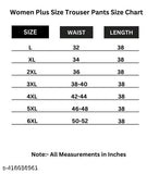 White plus size solid high-rise Cotton Lycra jumbo pant, stretchable straight trouser with side pockets