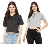 Long-sleeved cotton blend women's t-shirt set, available in S, M, L, XL from India