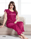 Cherry satin nightsuit shirt & pyjamas, stylish sleepwear for women in vibrant color