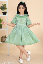 Chiffon knee-length frock for girls, solid pattern, 10 years, Tinkle Trendy, Indian-made cotton dress
