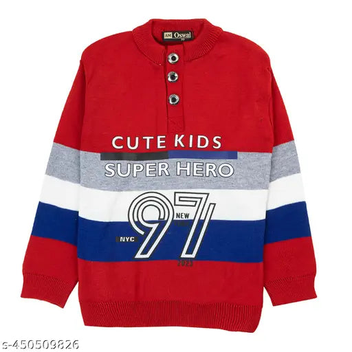 Woolen winter sweaters for boys (4-14 yrs), colorblocked design, Indian origin