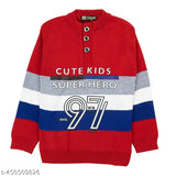 Woolen winter sweaters for boys (4-14 yrs), colorblocked design, Indian origin