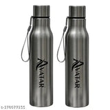 Stainless steel water bottles, pack of 2, aluminum material, silver color, hydrate anywhere with rope handle