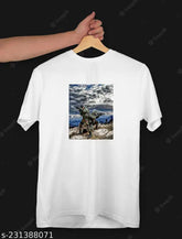 White printed Indian soldiers design round neck half sleeve t-shirt for men/boys, made of polyester
