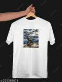 White printed Indian soldiers design round neck half-sleeve t-shirt for men/boys, polyester fabric on model