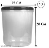 Black stackable plastic storage container set for rice, dal, atta flour, cereals, snacks. Airtight, BPA-free, and microwave safe. Pack of 3, suitable for fridge storage